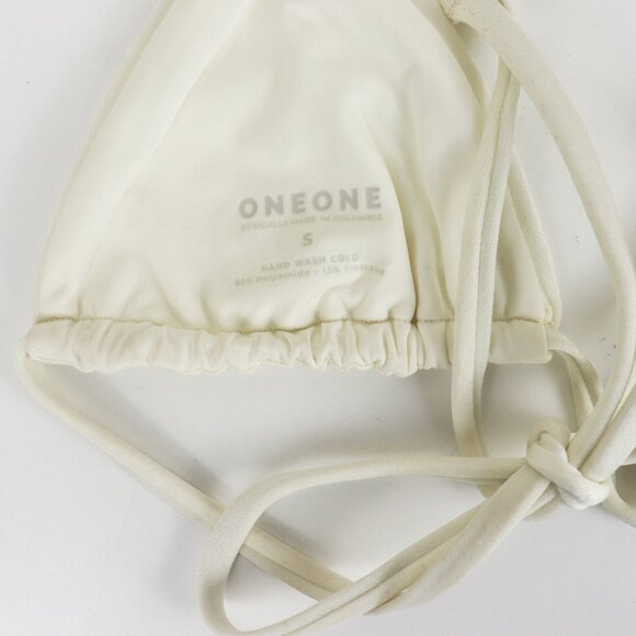 Oneone Ariel‎ Top Ivory Small String Bikini Iridescent White Triangle Strappy - Picture 5 of 5